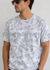 Erkek Batik Desenli Tişört Bisiklet Yaka Kısa Kol Regular Fit Tshirt  Gri