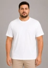 Erkek Battal Big Size Basic Tişört Bisiklet Yaka Rahat Kalıp TShirt  Beyaz
