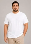 Erkek Battal Big Size Basic Tişört Bisiklet Yaka Rahat Kalıp TShirt  Beyaz