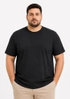 Erkek Battal Big Size Basic Tişört Bisiklet Yaka Rahat Kalıp TShirt  Siyah