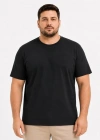Erkek Battal Big Size Basic Tişört Bisiklet Yaka Rahat Kalıp TShirt  Siyah