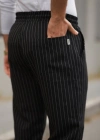 Erkek Beli Bağcıklı çizgili Pantolon