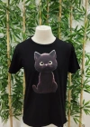 Erkek Bisiklet Yaka Kedi Baskılı Süprem Tshirt