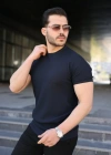 Erkek Bisiklet Yaka Petek Dokulu Kısa Kollu Triko Tişört