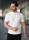 Erkek Bisiklet Yaka Petek Dokulu Kısa Kollu Triko Tişört