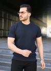Erkek Bisiklet Yaka Petek Dokulu Kısa Kollu Triko Tişört