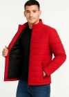Erkek Bomber ont Ceket – u İtici Kumaş, Kapitone Astarlı, Fermuarlı, Kışlık  Kırmızı