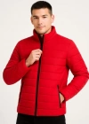 Erkek Bomber ont Ceket – u İtici Kumaş, Kapitone Astarlı, Fermuarlı, Kışlık  Kırmızı