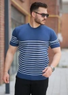 Erkek çizgi Desenli Bisiklet Yaka Kısa Kollu Tsihrt