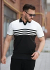 Erkek çizgi Desenli Yakalı Kısa Kollu Tshirt