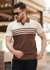 Erkek çizgi Desenli Yakalı Kısa Kollu Tshirt