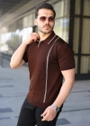 Erkek Çizgi Detaylı Yakalı Triko Tişört
