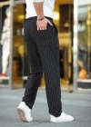 Erkek Cizgili Dokuma Krep Jogger Buggy Pantalon Rahat Kalıp  iyah