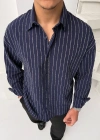 Erkek Çizgili Keten Gömlek