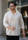 Erkek çizgili Keten Gömlek