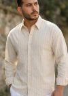 Erkek Çizgili Keten Gömlek