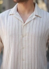 Erkek çizgili Keten Gömlek