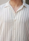 Erkek çizgili Keten Gömlek