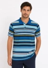 Erkek Çizgili Polo Yaka Tişört Kısa Kol Yazlık Thirt Regular Fit  avi