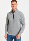 Erkek Dik Yaka weatshirt Dik Yaka Yarım Fermuarlı 3 İplik Şardonlu Pamuk Kumaş  Gri