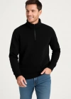 Erkek Dik Yaka weatshirt Dik Yaka Yarım Fermuarlı 3 İplik Şardonlu Pamuk Kumaş  iyah