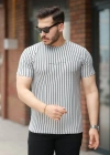 Erkek Dikey çizgili Ottoman Kumaş Kısa Kollu Tişört