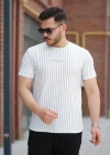 Erkek Dikey çizgili Ottoman Kumaş Kısa Kollu Tshirt