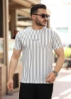 Erkek Dikey çizgili Ottoman Kumaş Kısa Kollu Tshirt