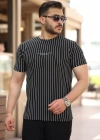 Erkek Dikey çizgili Ottoman Kumaş Kısa Kollu Tshirt