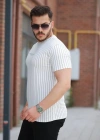 Erkek Dikey çizgili Ottoman Kumaş Kısa Kollu Tshirt