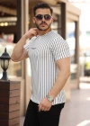 Erkek Dikey çizgili Ottoman Kumaş Kısa Kollu Tshirt