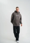 Erkek Double Oversize Kapüşonlu weatshirt 3 İplik Pamuklu Göğüs Nakışlı Premium Kalite – Antrasit