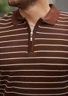 Erkek Fermuar Yakalı çizgili Kısa Kollu Tshirt
