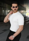 Erkek Fitilli Bisiklet Yaka Kısa Kollu Tişört