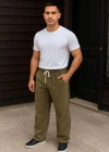 Erkek Fitilli Kadife Cepli Buggy Pantolon Oversize Rahat Kalıp  Haki