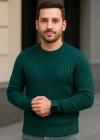 Erkek Fitilli Triko Kazak 2’li et iyah Haki Kalın Dokuma Pamuklu Regular Fit Bisiklet