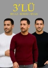 Erkek Fitilli Triko Kazak 3’lü et – Beyaz, Bordo, iyah  Kalın Dokuma Pamuklu Regular Fit Bisiklet Yaka Uzun Kollu Kışlık Ve Baharlık Rahat Triko Kombini