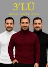 Erkek Fitilli Triko Kazak 3lÜ et Beyaz Bordo iyah Regular Balıkcı Yaka Tam Boğazlı Triko eti odeli Kazak