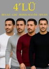 Erkek Fitilli Triko Kazak 4’lü et – Beyaz, Bordo, Gri, iyah  Kalın Dokuma Pamuklu Regular Fit Bisiklet Yaka Uzun Kollu Kışlık Ve Baharlık Rahat Triko Kombini