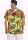 Erkek Hawaii Tarz Tropikal Palmiye Desenli Kısa Kol Gömlek Rahat Kalıp Yazlık  Desenli