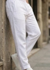 Erkek İç Göstermez Yıkamalı Keten Pantolon