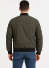 Erkek Içi Astarlı Fermuarlı Bomber ont Ceket  Haki