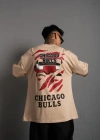 Erkek ırt Baskılı A Kalite Oversize Tshirt  Bej