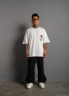 Erkek ırt Baskılı A Kalite Oversize Tshirt  Beyaz