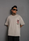 Erkek ırt Baskılı A Kalite Oversize Tshirt  Gri
