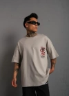 Erkek ırt Baskılı A Kalite Oversize Tshirt  Gri