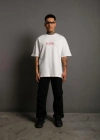 Erkek ırt Baskılı Oversize Thirt  Beyaz