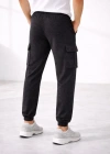 Erkek Jogger Eşofman Altı Regular Fit , Kargo Cepli, astikli Paça, Günlük por Pantolon  Füme