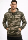 Erkek Kamuflaj Desenli 2 İplik 4 evsim Kapüşonlu Kanguru Cepli Hoodie weatshirt  Kamuflaj