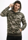 Erkek Kamuflaj Desenli 2 İplik 4 evsim Kapüşonlu Kanguru Cepli Hoodie weatshirt  Kamuflaj